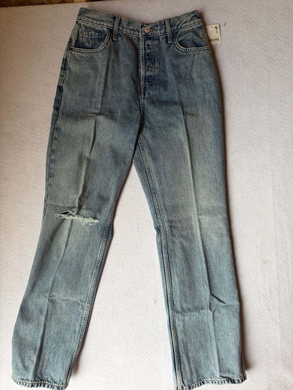 We The Free High-Rise Distressed Straight Leg Jeans
